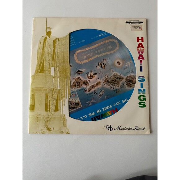 Hawaii Sings LP Picture Disc Musicolor Record ML 3005 Import Japan VG+ Cleaned